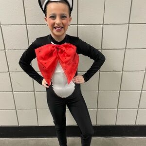 Charming Cat Dance Costume with Red Bow